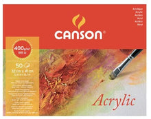 Cargar imagen en el visor de la galería, Block Acrylic Canson 50 hojas 400 gr (32 x 41 cm / 12.6 x 16.1 in)