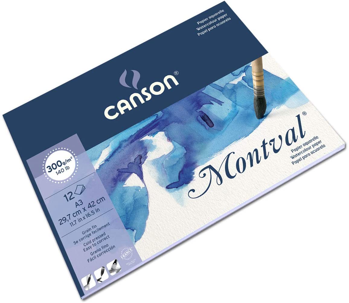 Block Montval Canson A3 (29,7 cms x 42,0 cms) 300 Grs Grano Fino 100% –  Ossander