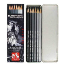 Cargar imagen en el visor de la galería, Estuche Metálico Lápices de Grafito Grafwood Caran D'ache 6 piezas