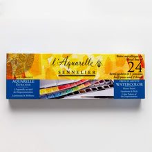Cargar imagen en el visor de la galería, Acuarelas L'Aquarelle Estuche Metálico  Sennelier 24 medias Pastillas