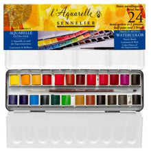 Cargar imagen en el visor de la galería, Acuarelas L'Aquarelle Estuche Metálico  Sennelier 24 medias Pastillas
