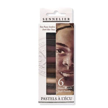 Cargar imagen en el visor de la galería, Caja Pasteles Extra suaves à l'écu "Piel oscura" 6 colores Sennelier 1/2 barras