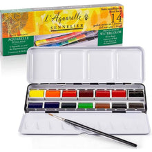 Cargar imagen en el visor de la galería, Acuarelas L'Aquarelle Estuche Metálico  Sennelier 14 Pastillas completas