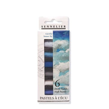 Cargar imagen en el visor de la galería, Caja Pasteles Extra suaves à l'écu "Cielo de verano" 6 colores Sennelier 1/2 barras