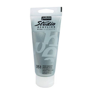 Acrílico Pébéo 100 ml 351 / Plateado Iridiscente Metálicos