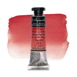 Acuarela L'Aquarelle Sennelier 10 ml 611 Rojo Cadmio Púrpura Legítimo S4