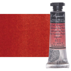 Acuarela L'Aquarelle Sennelier 10 ml 611 Rojo Cadmio Púrpura Legítimo S4