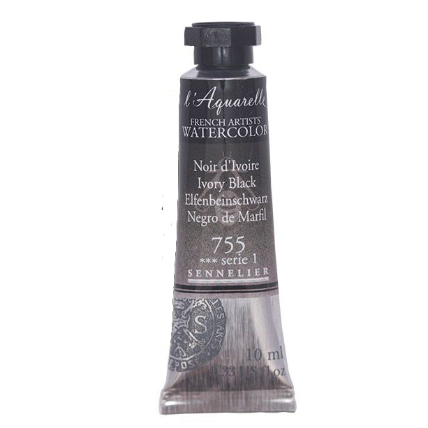 Acuarela L'Aquarelle Sennelier 10 ml 755 Negro de Marfil S1