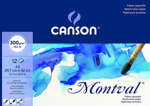 Block Montval Canson A3 (29,7 cms x 42,0 cms) 300 Grs Grano Fino 100% Celulosa