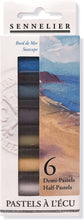 Cargar imagen en el visor de la galería, Caja Pasteles Extra suaves à l&#39;écu &quot;Orilla del Mar&quot; 6 colores Sennelier 1/2 barras
