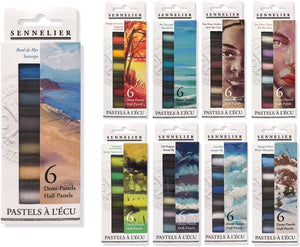 Caja Pasteles Extra suaves à l'écu "Mar Esmeralda" 6 colores Sennelier 1/2 barras