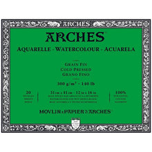 Cargar imagen en el visor de la galería, Block de Papel Arches Grano Fino  300 grs/m² (12 in x 16 in)
