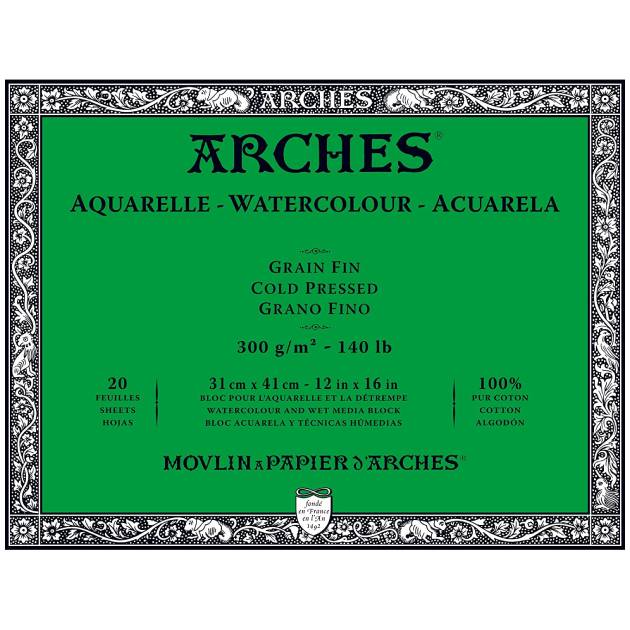 Block de Papel Arches Grano Fino  300 grs/m² (12 in x 16 in)