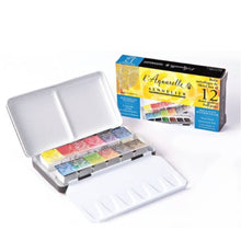 Cargar imagen en el visor de la galería, Acuarelas L&#39;Aquarelle Estuche Metálico  Sennelier 12 medias Pastillas
