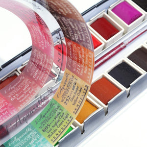 Acuarelas L'Aquarelle Estuche Metálico  Sennelier 24 medias Pastillas