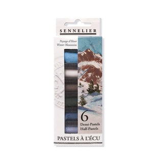 Caja Pasteles Extra suaves à l'écu "Montaña en invierno" 6 colores Sennelier 1/2 barras