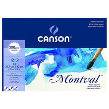 Cargar imagen en el visor de la galería, Block Montval Canson A3 (29,7 cms x 42,0 cms) 300 Grs Grano Fino 100% Celulosa
