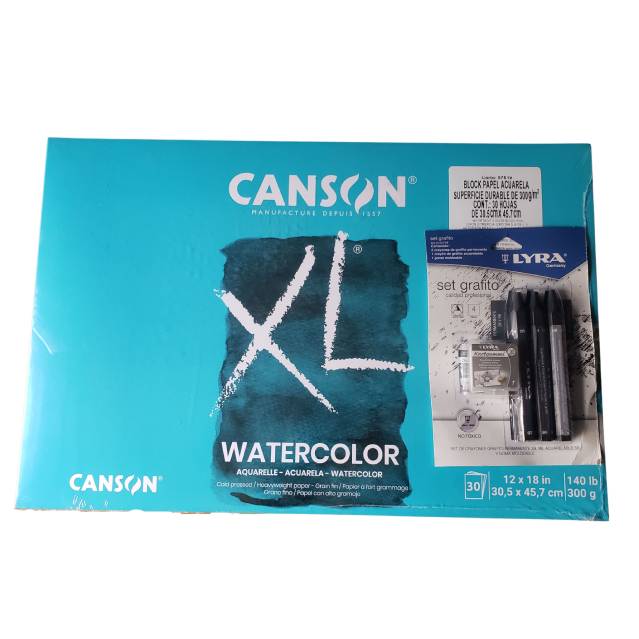 Block XL Acuarela Canson 12 x 18 in  + Set de Grafitos LYRA de Regalo