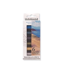 Cargar imagen en el visor de la galería, Caja Pasteles Extra suaves à l&#39;écu &quot;Orilla del Mar&quot; 6 colores Sennelier 1/2 barras
