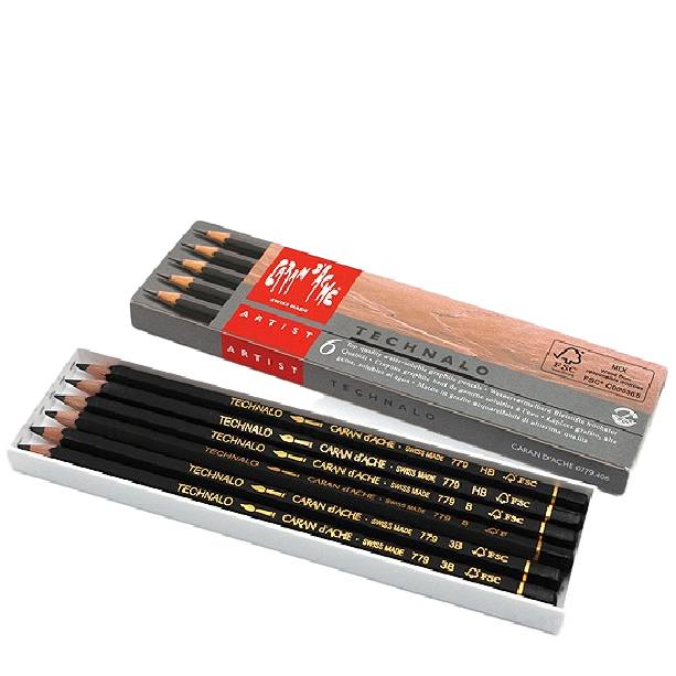 Set Lápices de Grafito acuarelables Technalo Caran D'ache 6 piezas