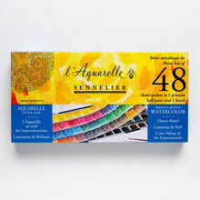 Cargar imagen en el visor de la galería, Acuarelas L&#39;Aquarelle Estuche Metálico  Sennelier 48 medias Pastillas
