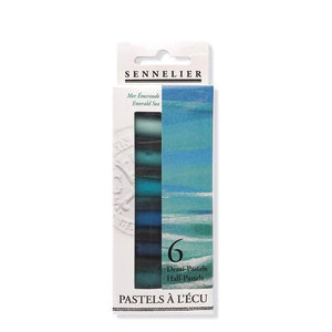 Caja Pasteles Extra suaves à l'écu "Mar Esmeralda" 6 colores Sennelier 1/2 barras